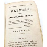 [PRVÝ Z MODERNÝCH ROMÁNOV PÍSANÝCH V POĽSKOM JAZYKU] WIRTEMBERSKA - MALWINA CZYLI DOMYŚLLność SERCA vol. I-II 1828