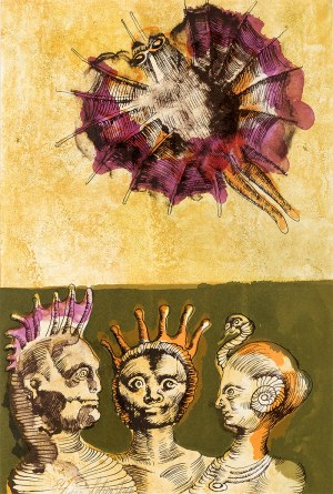 Jan Lebenstein (1930-1999), Trzy figury. Ilustracja poezji Eugenio Montale, 1972