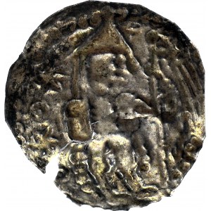 RR-, Bolesław V Wstydliwy, Brakteat Kraków 1243-1279, Rycerz z chorągwią
