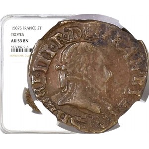 RR-, Walezy, polský král, Double tournois 1583, v tomto velmi vzácném měděném stavu