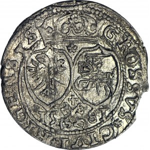 R-, Stefan Batory, Grosz Ryga 1581, Tarcza, pełna data, rzadki