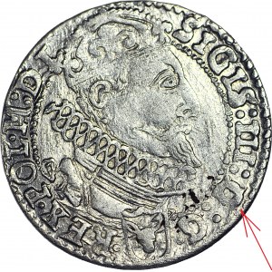 RR-, Sigismund III Vasa, Sixpence 1627, Krakau, durchbrochenes G:G auf D:G in Legende