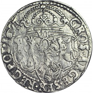 RR-, Sigismund III Vasa, Sixpence 1627, Cracow, pierced G:G on D:G in legend
