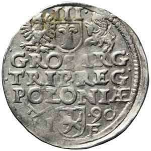 Zygmunt III Waza, Trojak Poznań 1590 IF, szeroka twarz