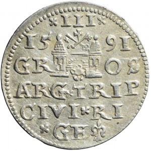 Zygmunt III Waza, Trojak 1591, Ryga, ładny