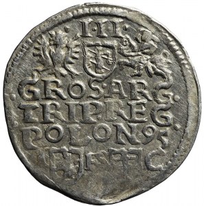 Zygmunt III Waza, Trojak 1595, Bydgoszcz, wąska głowa