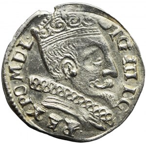 R-, Zygmunt III Waza, Trojak 1598, Wilno, herby Chalecki i głowa wołu