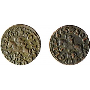 2 Stück, Johannes II. Kasimir, litauische Schillinge 1666 und 1665, schön