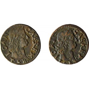 2 pcs, John II Casimir, Lithuanian shekels 1666 and 1665, beautiful