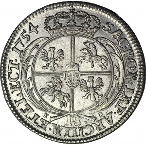 RR-, August III Sas, Ort 1754, Lipsk, rzadkie małe buldogowate popiersie