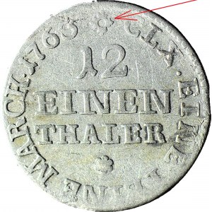 R-, Frederick Christian, 1/12 tolaru 1763 Fw-oF, Drážďany, ornamentální rozeta
