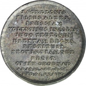 Medaila Kráľovskej suity od Holzhaeussera, Kazimierz Jagiellończyk, odliata zo železa z bialogonských železiarní
