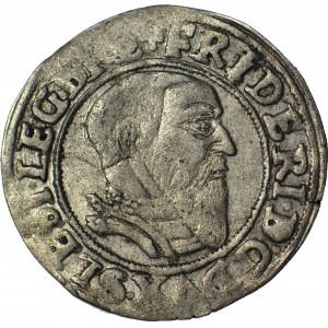 RR-, Schlesien, Friedrich II Brzeski, Pfennig 1543, Legnica, Datum links, RARE