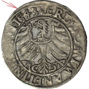 RR-, Śląsk, Fryderyk II Brzeski, Grosz 1543, Legnica, data po lewej, RZADKI