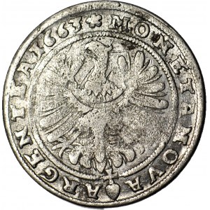 RR-, Śląsk, Jerzy III Brzeski, 15 krajcarów 1663, BRZEG, NIENOTOWANY!