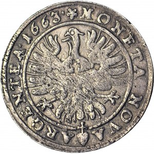 RR- ,Śląsk, Jerzy III Brzeski, 15 krajcarów 1663, BRZEG, nietypowe wizerunki władcy i orła