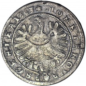 R-, Śląsk, Chrystian Wołowski, 15 krajcarów 1663, BRZEG, nienotowane VOLAV: