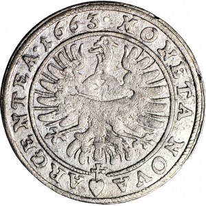 RR-, Śląsk, Ludwik IV Legnicki, 15 krajcarów 1663, BRZEG, B na peruce, NIENOTOWANY