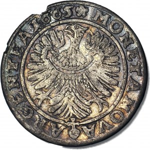 R-, Śląsk, Chrystian Wołowski, 6 krajcarów 1665, BRZEG, rzadki nominał, JEDYNY ROK BICIA! data ściśnięta
