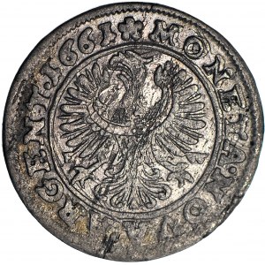 Śląsk, Jerzy III Brzeski, 3 krajcary 1661, BRZEG, Bez znaku mincmistrza Pfahlera, DVX, BREG.