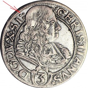 Śląsk, Chrystian Wołowski, 3 krajcary 1670, BRZEG, TRZYKROPEK!
