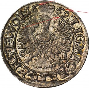 RRR-, Śląsk, Chrystian Wołowski, 3 krajcary 1ooo przerobione na 1669, BRZEG