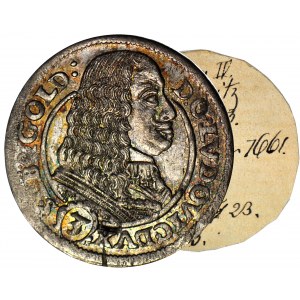 RR-, Sliezsko, Ľudovít IV. z Legnice, 3 krajcary 1661, BRZEG, OTTO HORN COLLECTION!