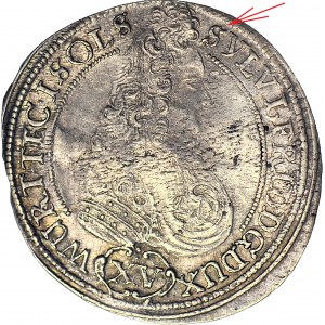 RR-, Śląsk, Sylwiusz Fryderyk, 15 krajcarów 1694, Oleśnica, SYLVI (bez DG), najrzadsza odmiana