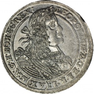 R-, Silesia, Leopold, 15 krajcars 1660 GH, Wroclaw, glossy