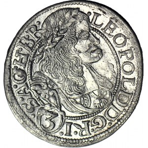 Śląsk, Leopold I, 3 krajcary 1668 SHS, Wrocław, SIL, mennicze