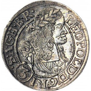 Slezsko, Leopold I., 3 krajcary 1668 SHS, Wrocław, SIL, raženo