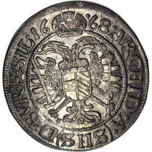 Schlesien, Leopold I., 3 krajcars 1668 SHS, Wrocław, SIL, geprägt
