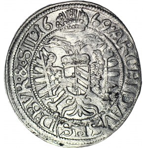 Schlesien, Leopold I., 3 krajcars 1669, Wrocław, sehr schön
