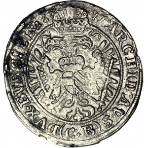 Śląsk, Leopold I, 3 krajcary 1697 CB, Brzeg, rzadki rocznik