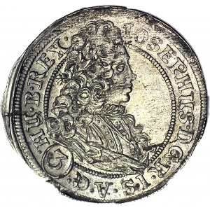 R-, Śląsk, Józef I, 3 krajcary 1707 CB, Brzeg, rzadki
