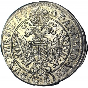 R-, Slezsko, Joseph I, 3 krajcars 1707 CB, Brzeg, vzácný