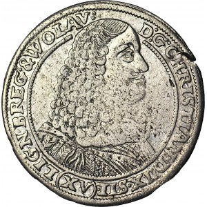 RRR-, Śląsk, Chrystian Wołowski, 15 krajcarów 1659 (z błędu 1669), BRZEG, Pierwszy rok bicia! NIENOTOWANE!