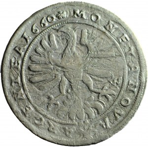 RRR-, Śląsk, Jerzy III Brzeski, 15 krajcarów 1660, BRZEG, błąd w napisie legendy! BEZ E w E-W! NIENOTOWANE!
