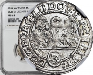 RRR-, Śląsk, trzech braci, 3 krajcary 1652, BRZEG, Hybryda 1651/1652, TOP POP