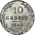 Poľské kráľovstvo, 10 groszy 1840, EXCLUSIVE