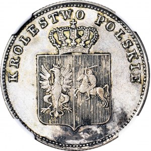 RRR-, Powstanie Listopadowe, 2 złote 1831, PROSTA KRESKA w Ł, 2xrzadsze od ZLOTE