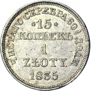 1 zlotý = 15 kopějek 1835 MW, Varšava, VARIANTA 2