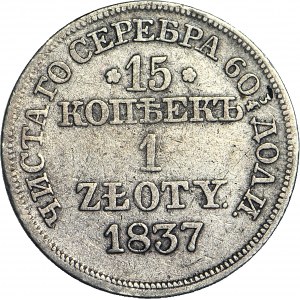 Zabór rosyjski, 1 złoty = 15 kopiejek 1837 MW, Warszawa