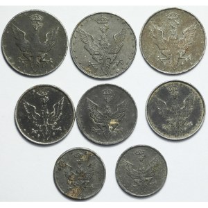 Królestwo Polskie, Zestaw ośmiu monet: 20 fenigów + 10 fenigów + 5 fenigów