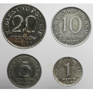 Królestwo Polskie, Zestaw czterech monet 1917-1918