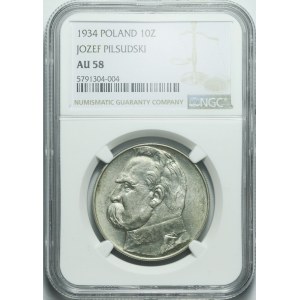 10 zlotých 1934, Piłsudski, OFICIÁLNÍ orlice, vzácná, krásná