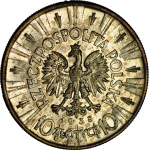 10 złotych 1938, Piłsudski, rzadkie, menniczy