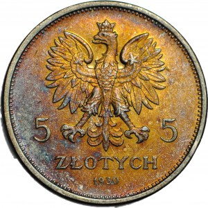 5 zlatých 1930, Banner, krásná patina, mincovna
