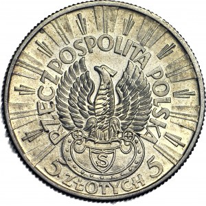 5 zlotých 1934, Piłsudski, střílející orel, mincovna