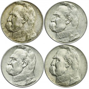 Zestaw czterech monet 5 złotych Piłsudski: Orzeł Legionowy + 1934 + 1935 + 1936